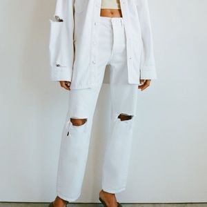 Ripped full length straight Zara jeans. NWT